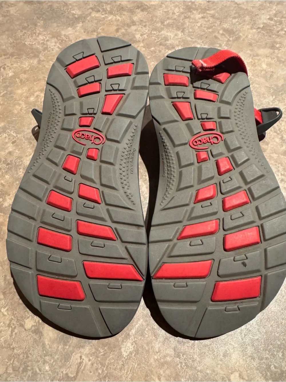 Chaco Red and Black Strappy Outdoor Sandals
